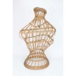 Wicker female bust mannequin, 69cm high