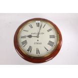 20th Century mahogany dial clock, the cream painted dial with Roman numerals and inscribed W.