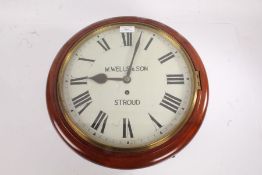 20th Century mahogany dial clock, the cream painted dial with Roman numerals and inscribed W.