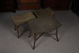 Two Lloyd Loom occasional tables and a Lloyd Loom dressing table stool (3)