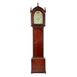 George III mahogany eight day longcase clock by Thomas Barker of Framlingham, the hood with triple