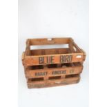 Wooden bottle crate inscribed "BLUE BIRD HARRY VINCENT LTD HUNNINGTON NR. BIRMINGHAM", 45cm wide