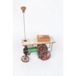 Mamod TE1A model live steam engine, with steering rod to chimney, together with a box of Mamod solid