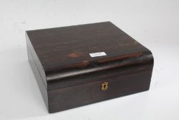 19th century coromandel presentation or jewellery box, the hinged lid enclosing an interior with