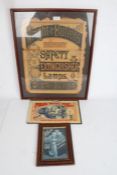 Advertising poster "WRIGHT & BUTLER'S PATENT SAFETY EXTINGUISHER LAMPS BIRMINGHAM", housed in a