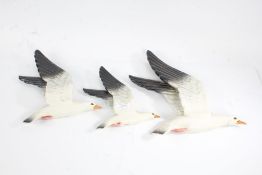 Beswick graduated set of three flying seagulls, 922-1 - 922-3, the largest 34cm wide
