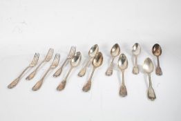19th Century Christofle silver plated table cutlery, circa 1865, consisting of six table spoons