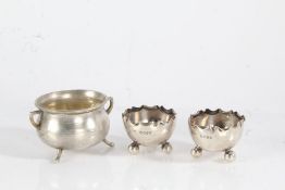 Victorian silver salt in the form of a cauldron, London 1872, makers mark rubbed, raised on three