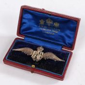 Silver RAF Cap Badge, weight 7.3 grams housed within a J. W. Benson Ltd leather clad jewellery box