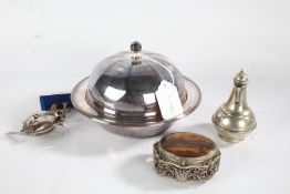 Silver and plated ware to include holy sacrament bottle/jug engraved IHS, Goldsmiths &