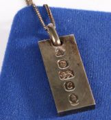 Silver Ingot and chain, weight 35.8 grams