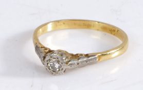 Diamond and Yellow metal solitaire ring, ring size R weight 2.6 grams