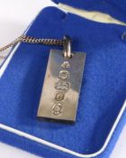 Silver Ingot and chain, weight 35.7 grams