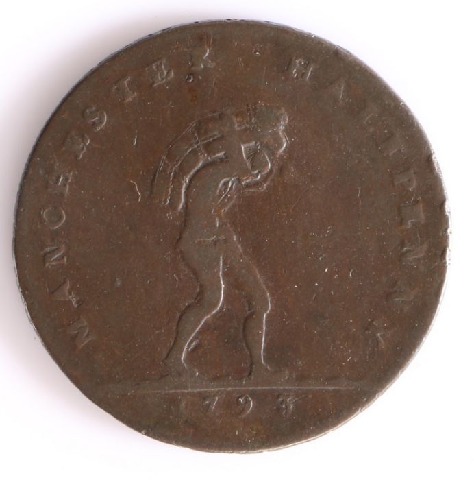 British Token, copper halfpenny, 1793, Manchester, MANCHESTER HALFPENNY, with central depiction of a - Bild 2 aus 2