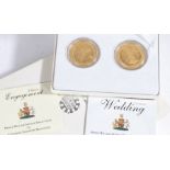 The Royal Mint silver gilt £5 set commemorating the engagement of Prince William and Kate Middleton,