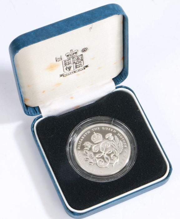 Royal Mint silver proof crown commemorating Queen Elizabeth the Queen Mother's 9th birthday 1900-