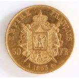 France, Napoleon III 50 Francs, 1855