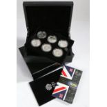 Royal Mint set of six "Countdown to London 2012" £5 coins, 2009-2012 plus official Olympic and