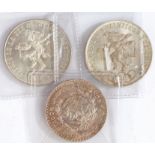 Mexican coins to include two Olympics 1986 25 Ley coins, 1967 un peso (3)
