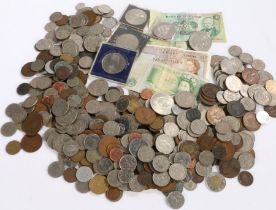 Collection of coins, to include Crowns, Half Crowns and lower denominations, some earlier coins,