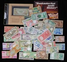 a large collection of world bank notes