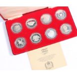 Spink & Sons Queen Elizabeth II silver jubilee set of eight silver crowns representing countries