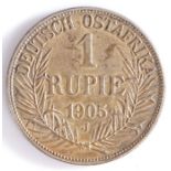 German East Africa 1 Rupee, Guilemus II, 1905, mint mark J