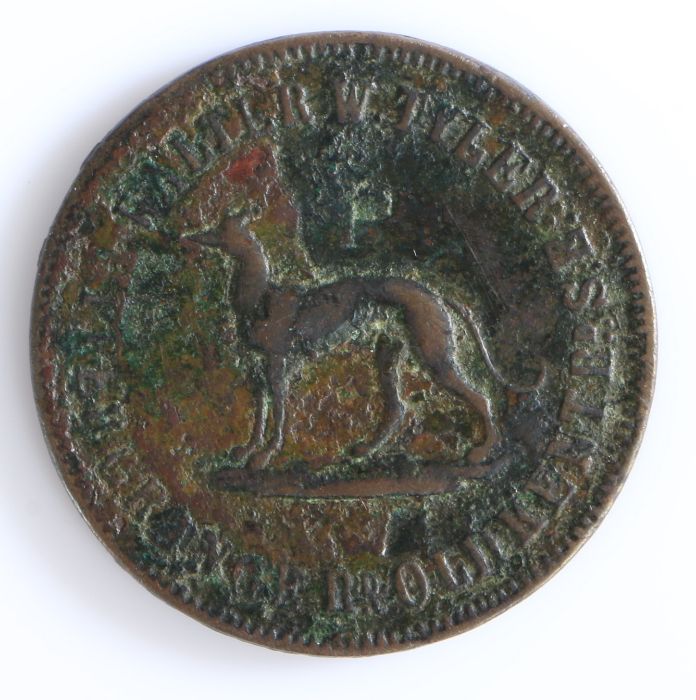 British Token, one and a halfpenny, THREE HALFPENNY, with central 1 1/2, the reverse WALTER W. TYLER - Bild 2 aus 2