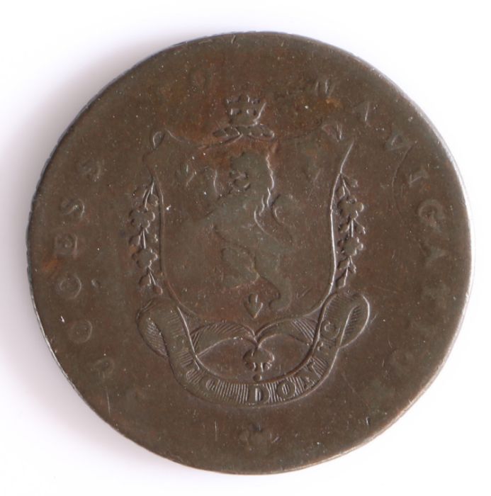 British Token, copper halfpenny, 1793, Manchester, MANCHESTER HALFPENNY, with central depiction of a