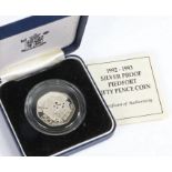 Royal Mint piedfort silver proof fifty pence piece 1992/93, cased