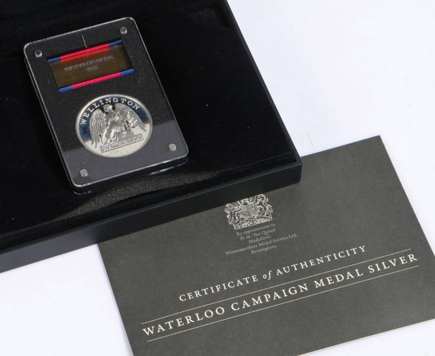 Silver replica of the Waterloo medal 1815, cased