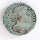 James II (1685-1688) Tin Farthing with copper plug  Steve Cornelius Collection