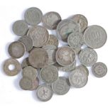 Collection of coins, to include France 2 Francs 1867, Helvetia 10, 20, Leopodl II 10 Cents, Norway