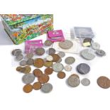 Coins to include Victorian shillings and world coins,