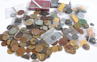 Collection of Jettons, Tokens and coins, to include Roman examples, Edward III penny, Toy money