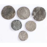 Coins, to include a Phillip & Mary Groat, Mary Groat, Penny, Commonwealth Halfgroat, Charles I