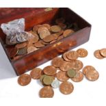 Collection of copper coins including one pennys, half pennys etc housed with with a mid 20th centruy