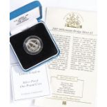 Royal Mint United Kingdom silver proof one pound coin 2007, the reverse with depiction of the