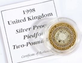 United Kingdom 1998 silver proof piedfort two pound coin