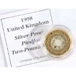 United Kingdom 1998 silver proof piedfort two pound coin