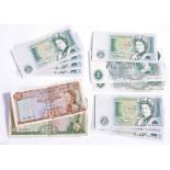 Banknotes, to include a run of four £1 notes, a run of three £1 notes, and further banknotes