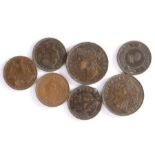 Victoria, a collection of Mauritius coins, 5 Cents and 2 Cents, (7)