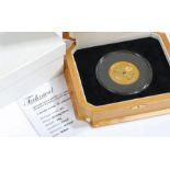 The London Mint piedfort silver gilt and diamond chip set £5 coin, commemorating the diamond wedding