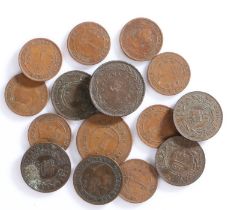 Collection of coins, to include Victorian Ceylon coins, St Helena Half Penny 1821, Straits
