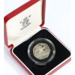 Royal Mint silver proof fidty pence piece 2000, commemorating public libraries, cased