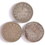 France, Louis Philippe I 5 Francs, 1833, 1840 and 1842, (3)