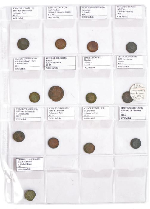 Collection of Suffolk and Norfolk tokens, to include, John Farecloth Bury St Edmunds 1667, John