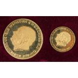 Vienna Mint, Sir Winston Churchill two gold coin set, 18 carat gold medallions designed by