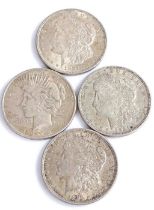 USA, four One Dollar coins, 1921 x 3, 1922 x 1, (4)