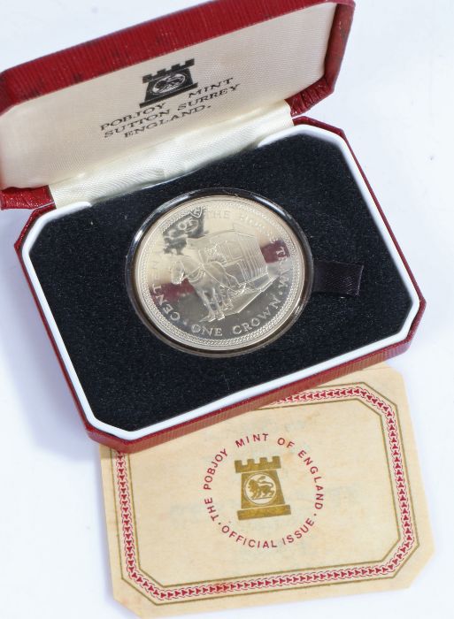 Pobjoy Mint Isle of Man silver proof crown commemorating the centenary of the horse tram 1976